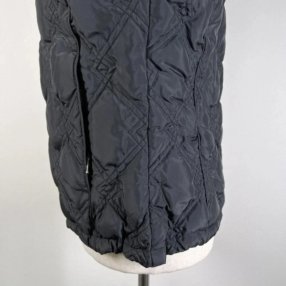 Eddie Bauer Vest Women's Small Black‎ Puffer Diamond Quilted Full Zip Outdoor